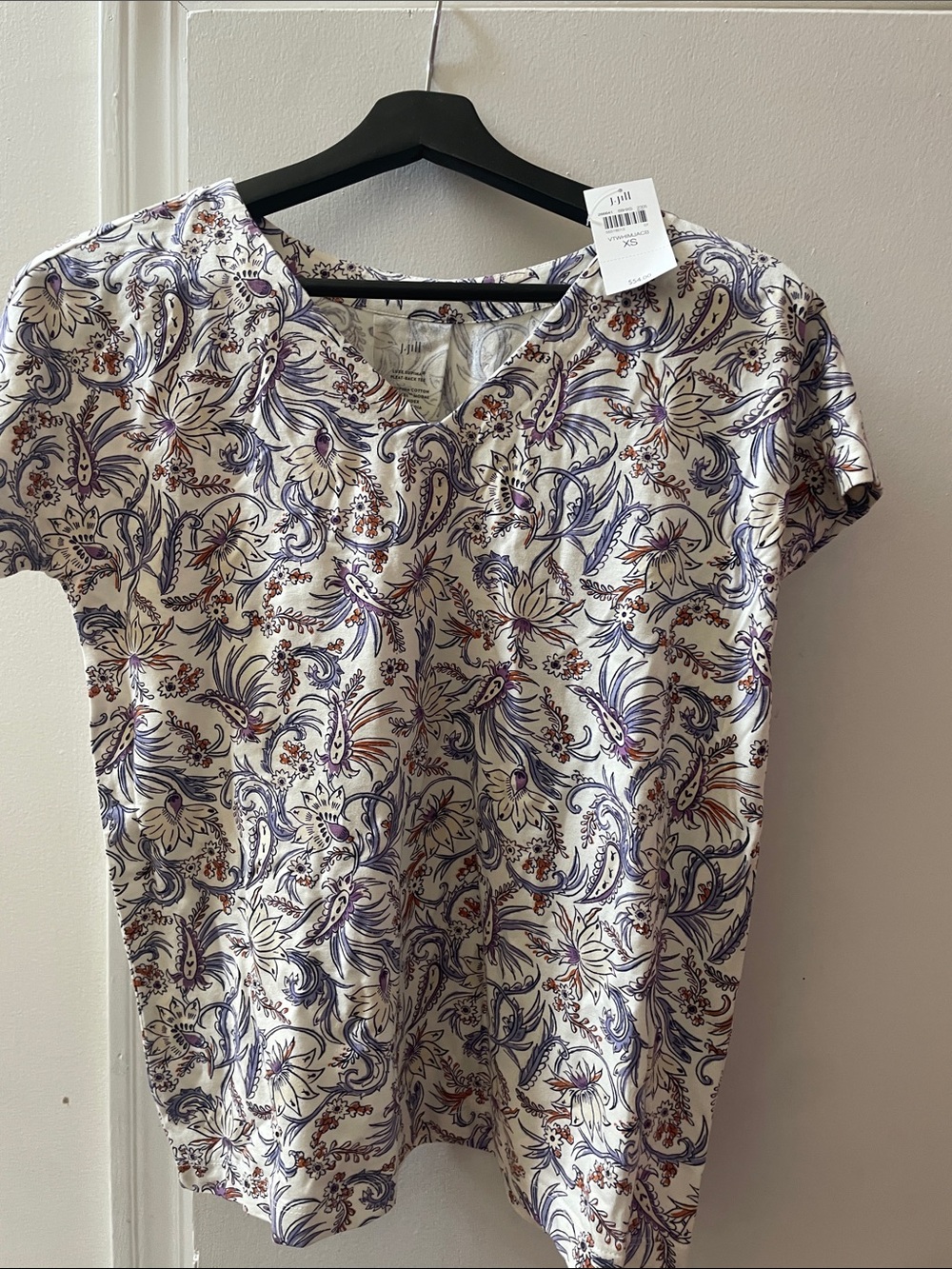 JJill Short-Sleeve Floral Print Top - Purple/Cream